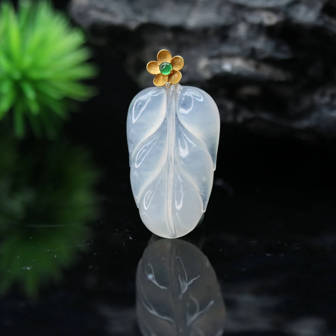 25天然缅甸翡翠A货18k冰叶子/000254/上海嘉禾拍卖