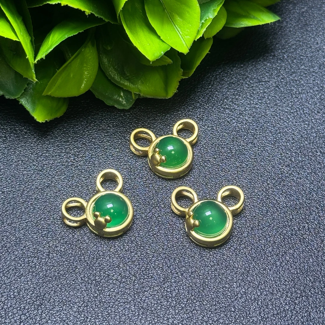 ST1654【盛年珠宝】秦紫玉绿玛瑙绿米奇吊坠-配绳-多样性发一件