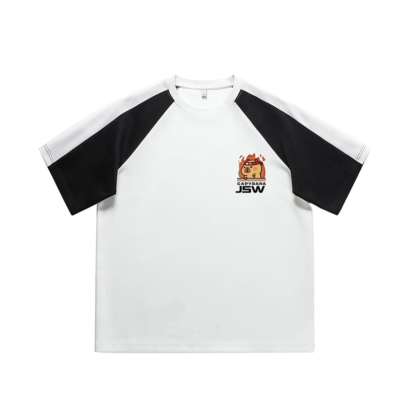 卡皮巴拉小黄豚×真维斯联名系列美式短袖李晋晔同款撞色T恤男JR