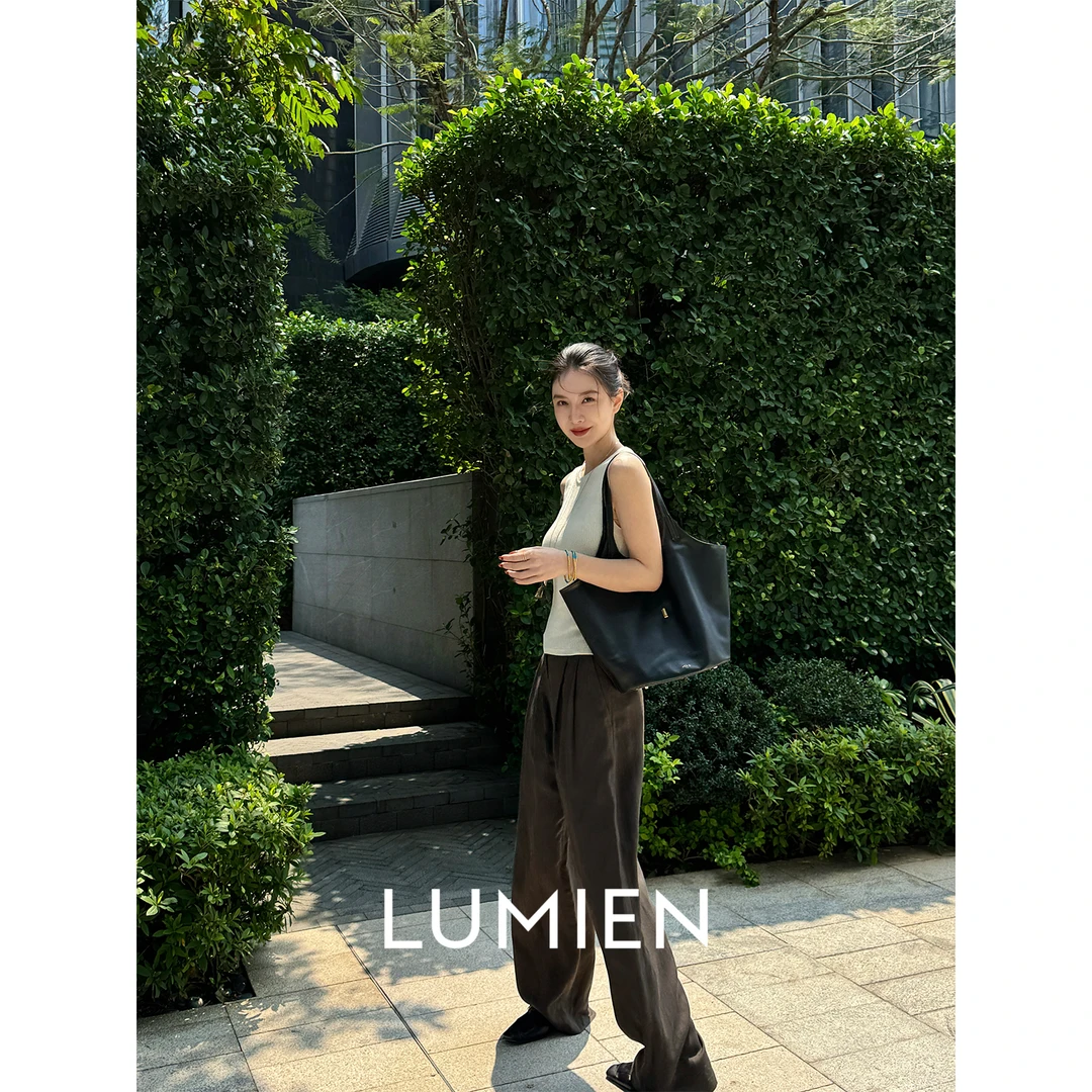 【LUMIEN】时尚通勤复古风垂坠感宽松显瘦百搭亚麻长裤LX4LKK051