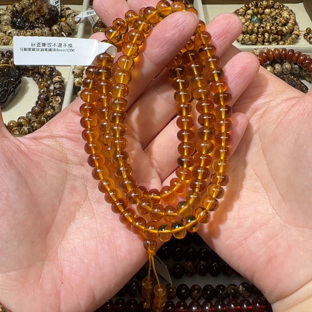 琥珀未镶嵌裸石抚顺琥珀8m108金珀好一级