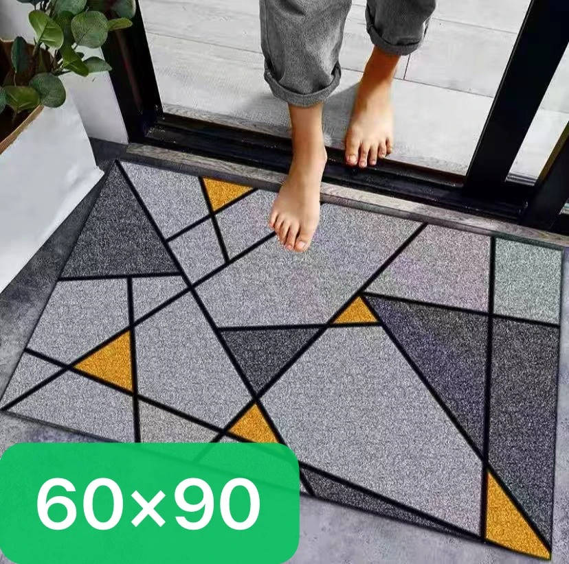 60*90浴室厨房卫生间门口垫吸水防滑好打理可裁剪可水洗灰几何