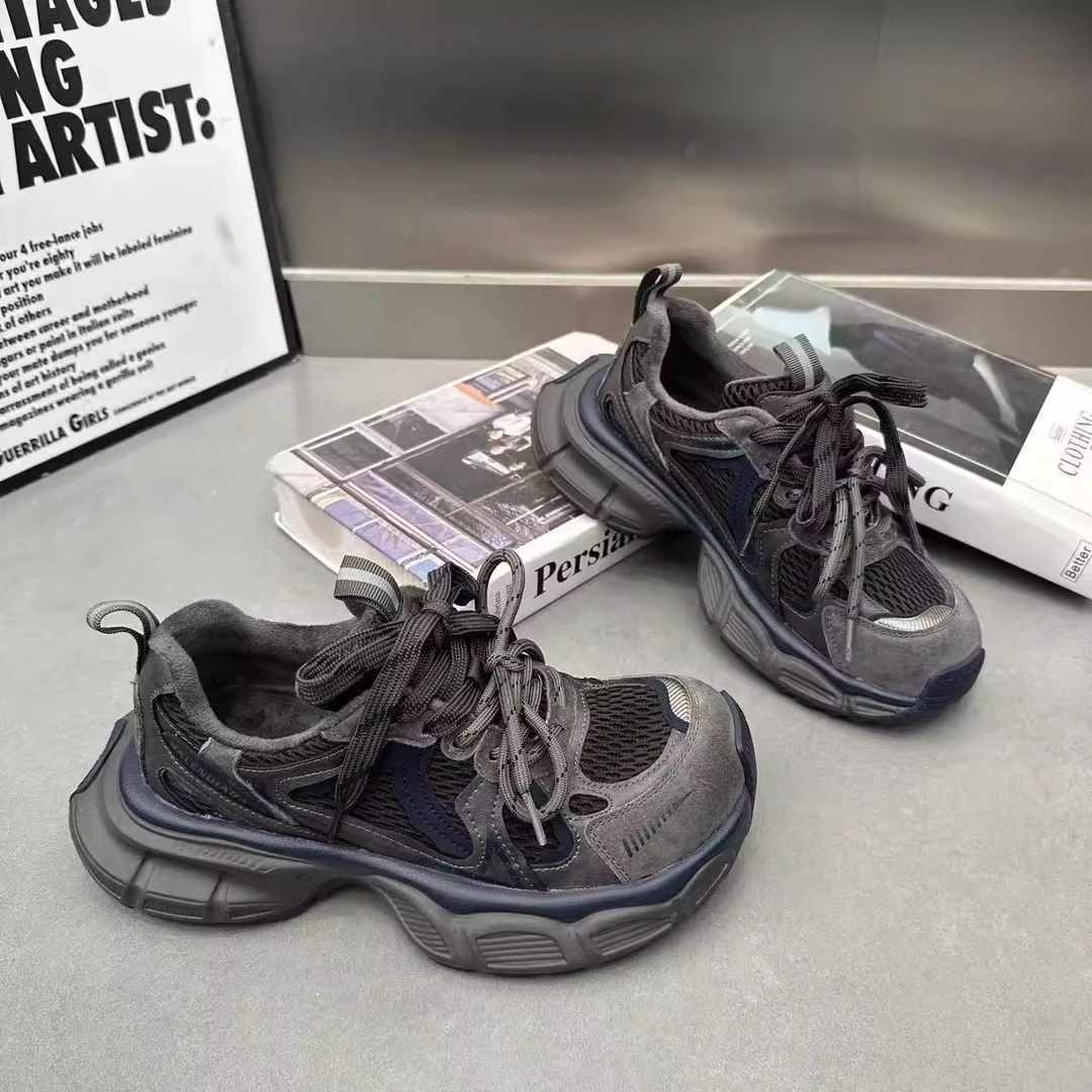 2025年秋冬新款时尚百搭老爹鞋女加绒厚底增高休闲舒防滑运动潮鞋