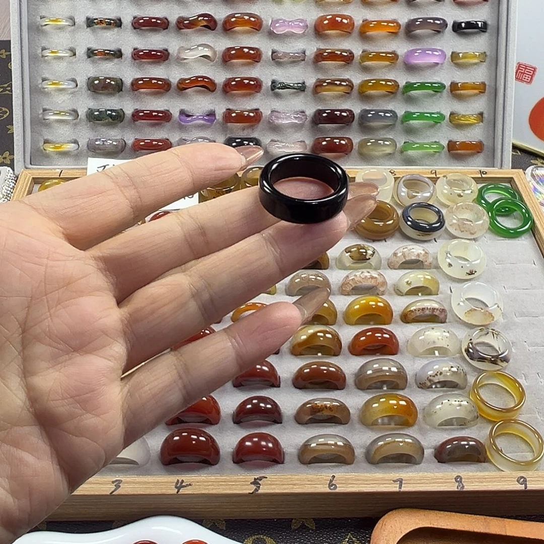 玛瑙/玉髓未镶嵌戒指B12不退换19港21