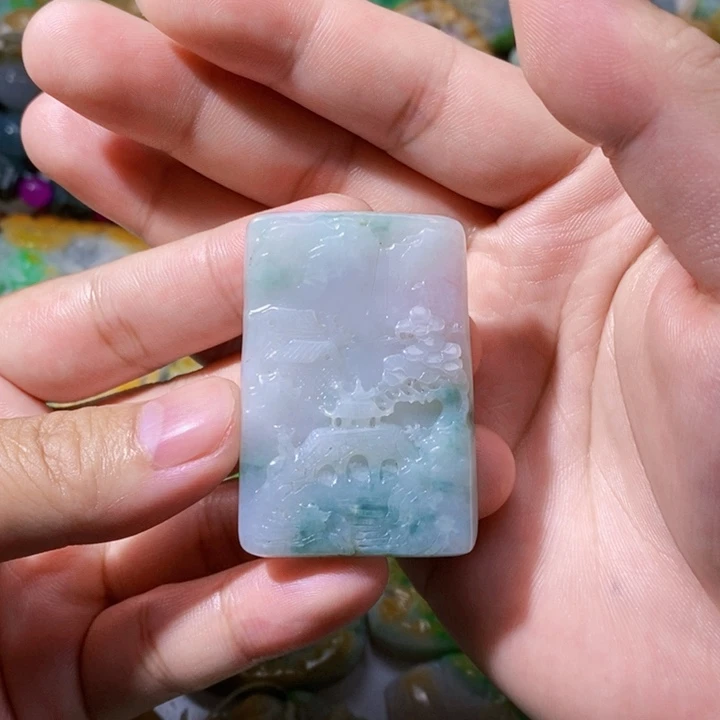 未镶嵌定制翡翠翡翠山水牌