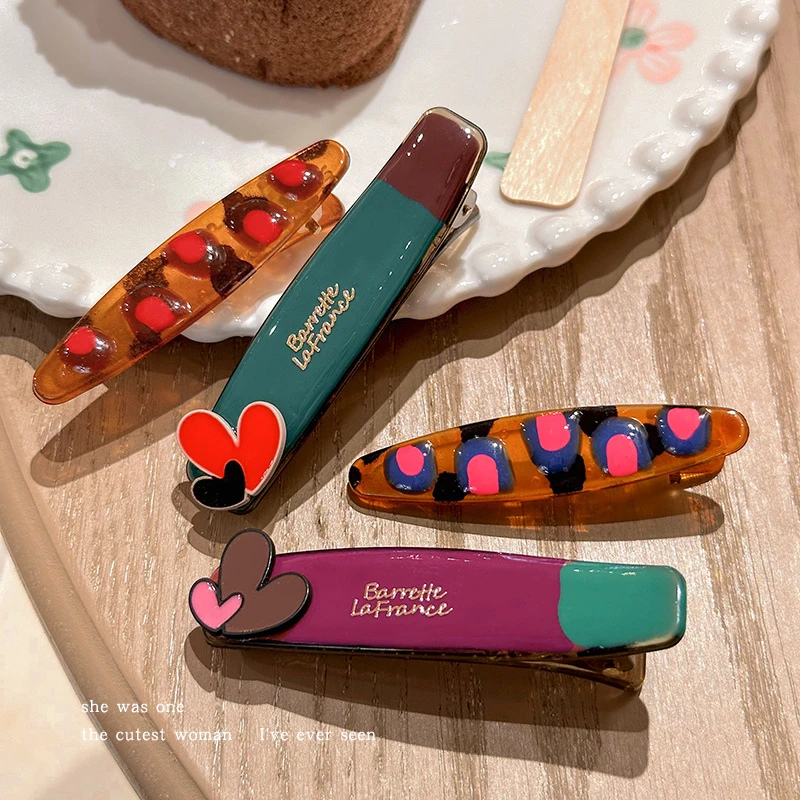 韩国爱心AB版发夹女新款鸭嘴夹侧边刘海夹发卡一字碎发夹bb夹头饰