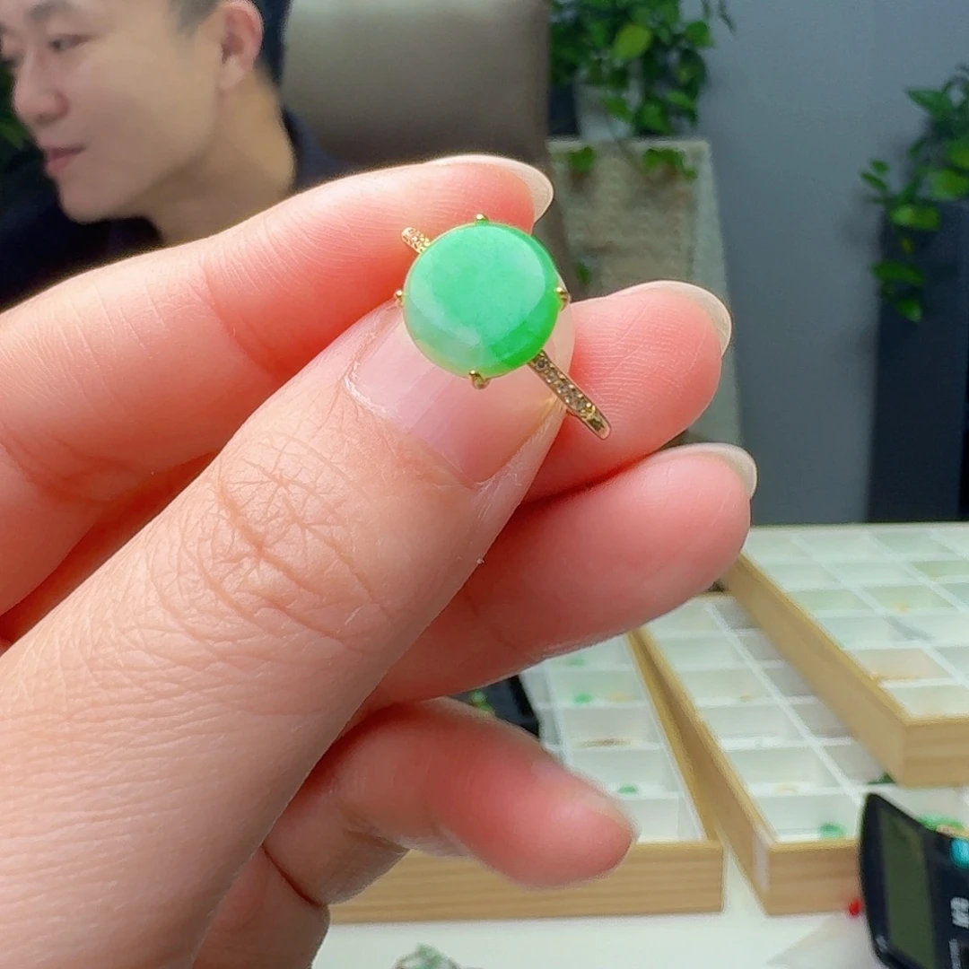 银S925镶嵌戒指翡翠天然