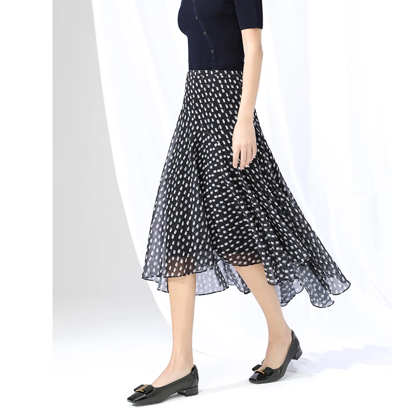 波点印花女士半身裙2025春夏季新款时尚百搭显瘦裙子女