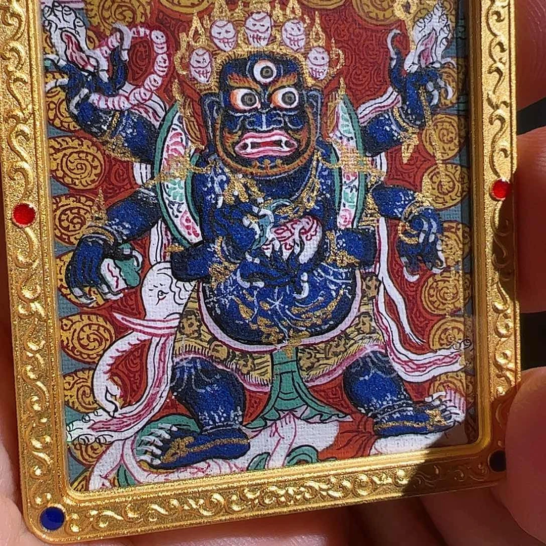 吊坠西藏手绘六臂大黑天