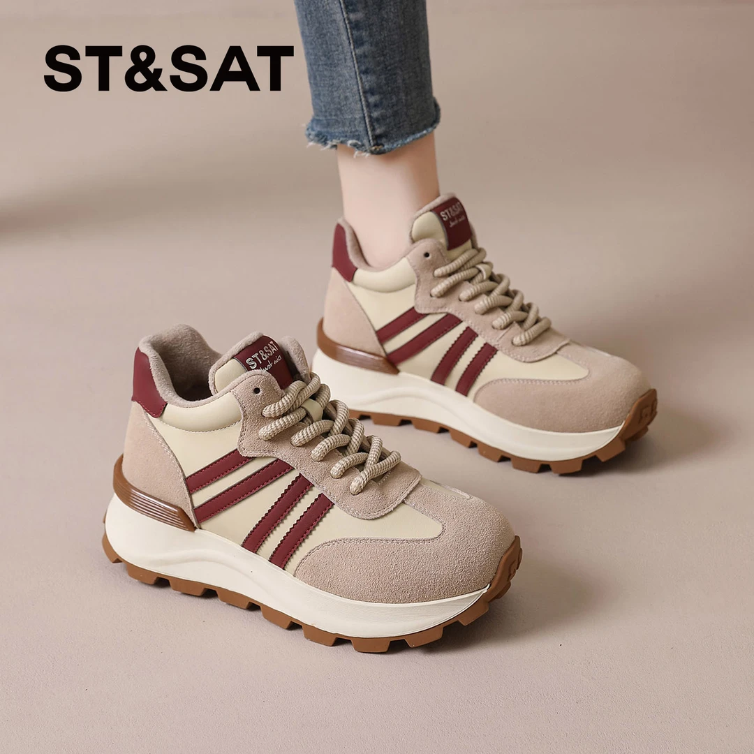星期六加绒高帮德训鞋女2025新款棉鞋复古运动休闲鞋加绒加厚女鞋