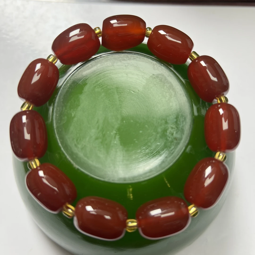 云南天然红早石手串（桶珠）