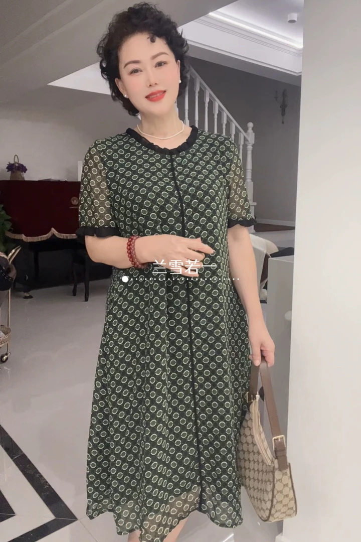 【兰雪若一】25新大码女装系列-雪纺波点飘逸连衣裙裙子连衣裙