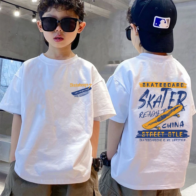 夏季男女童短袖t恤230克纯棉洋气短袖女男童装T恤儿童装韩版帅气