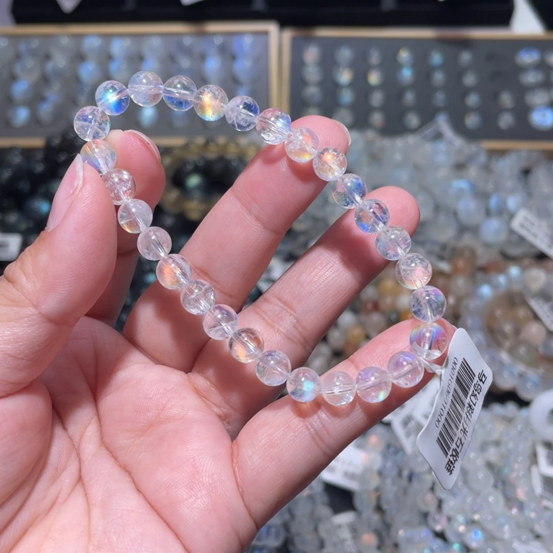 长石手链未镶嵌马岛幻彩月光石手链6.5mm+