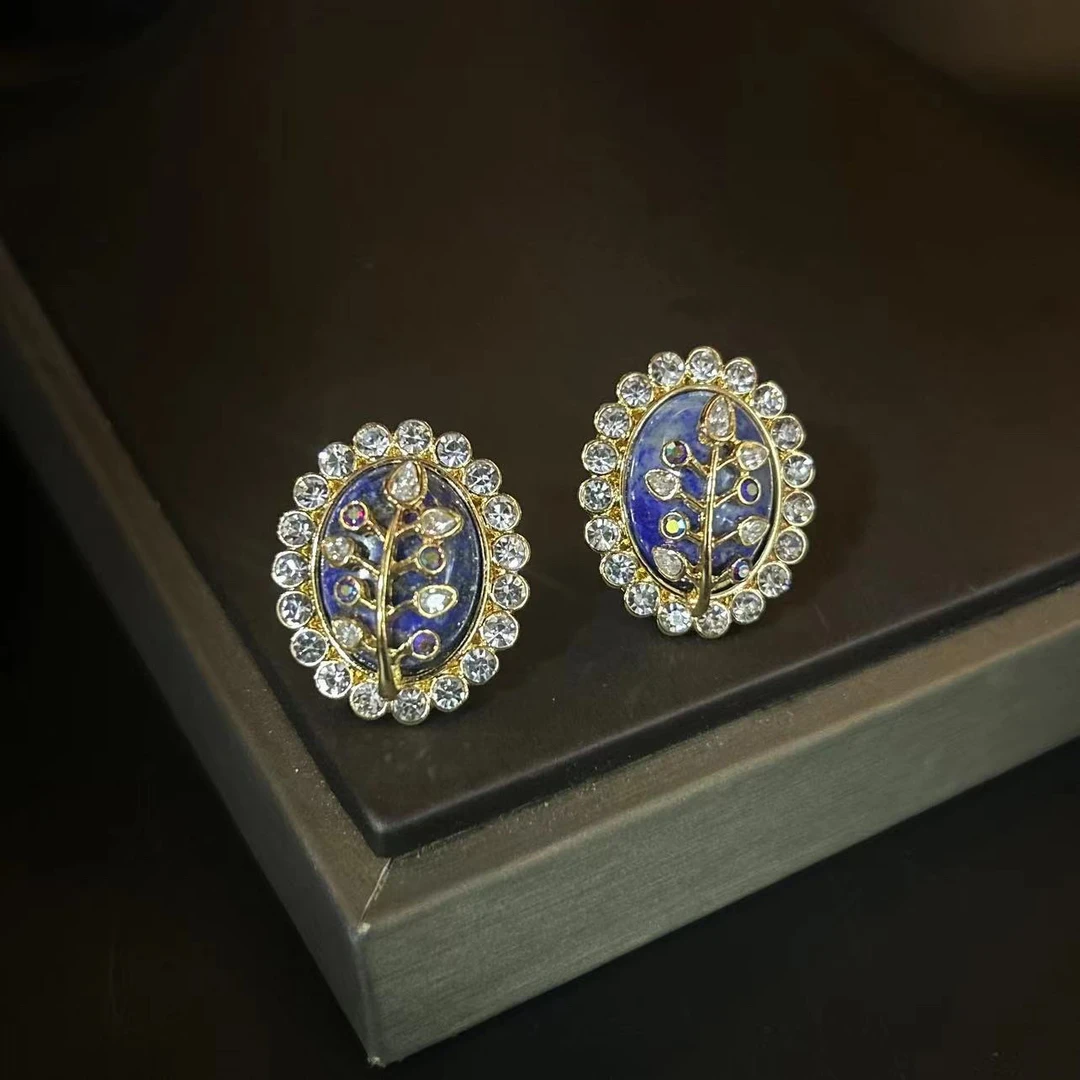 合金石英石耳饰 合金蓝色耳饰006