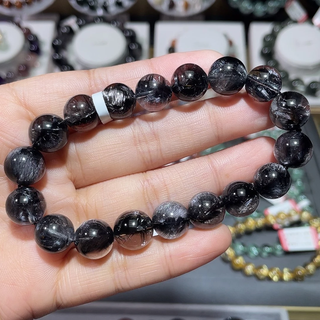 水晶手串未镶嵌黑银钛手串