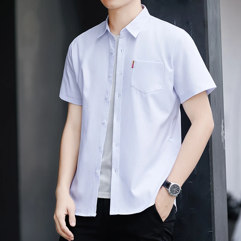 金盾男士短袖衬衫夏季休闲百搭衬衣韩版潮流带口袋上衣男休闲穿搭