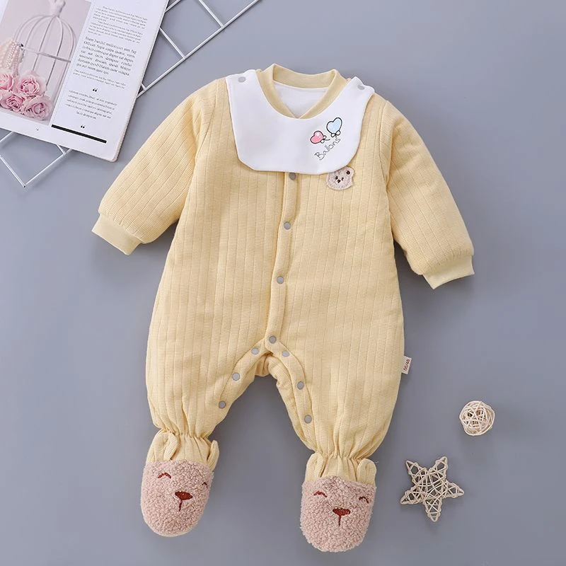 连脚棉衣120克薄棉无骨婴儿满月宝宝包脚带鞋春季秋天衣服夹棉