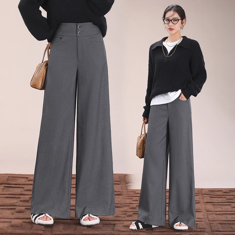 西装阔腿裤宽松复古格纹女春季2025年新款高腰显瘦休闲长裤直筒裤