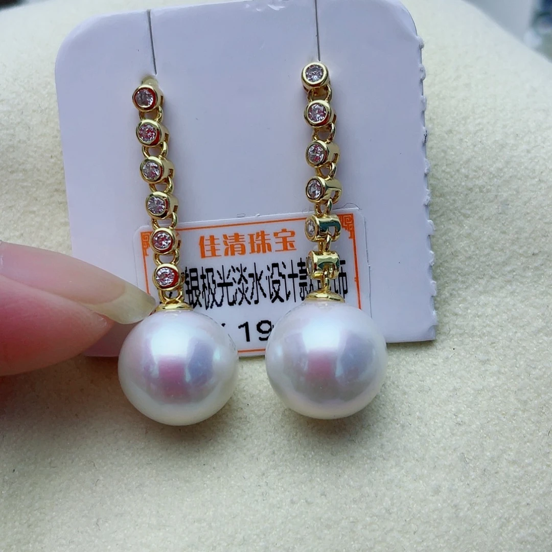 淡水珍珠耳饰银S925镶嵌w43