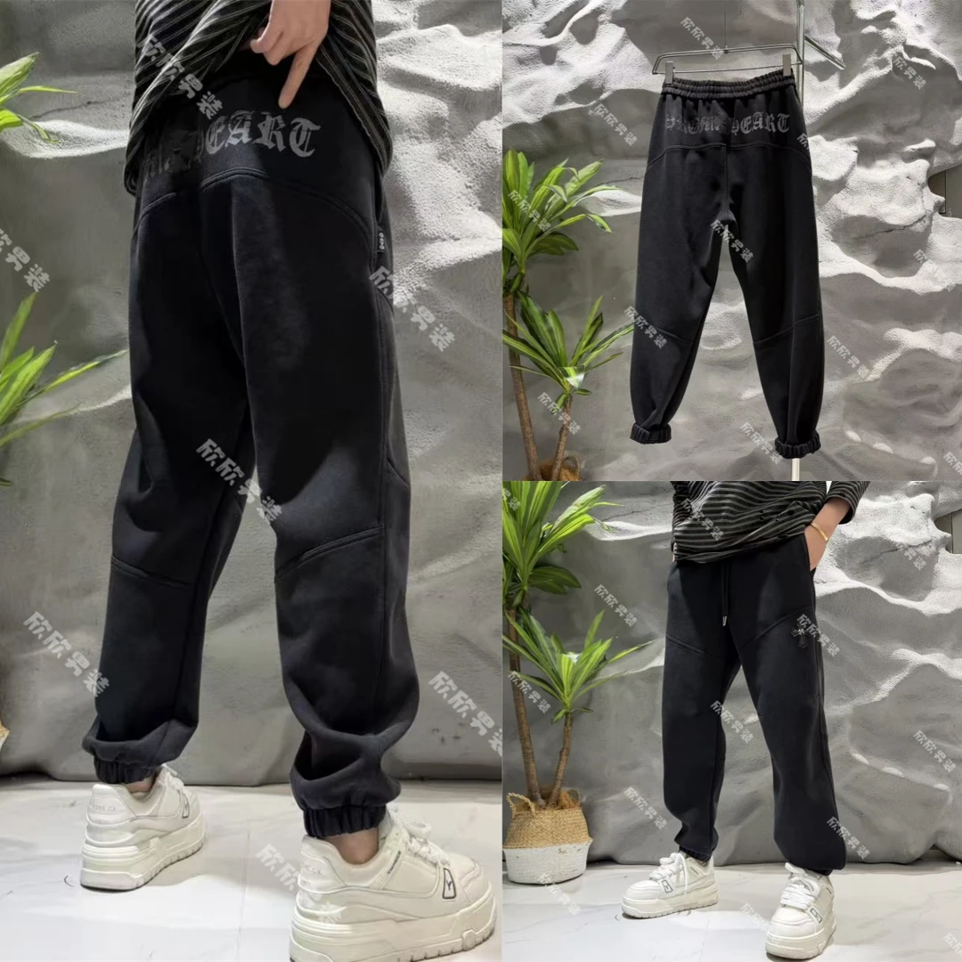 潮牌字母水洗贴布绣弯刀痞帅束脚时尚男士休闲裤