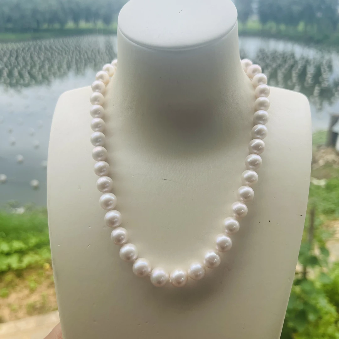 【XLZ】 925银淡水（曼塔玫瑰）淡水珍珠项链带大证  9-11mm 665