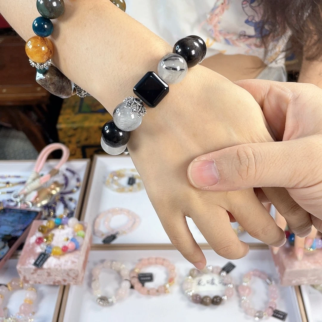 水晶手链银S925镀金镶嵌