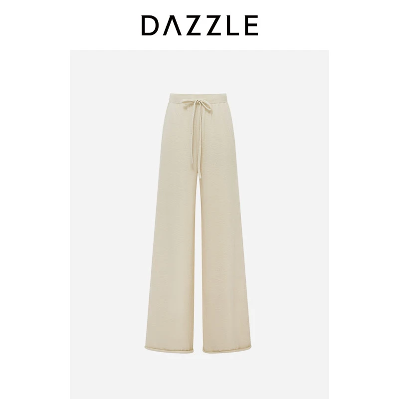 DAZZLE 地素奥莱冬季白色针织长裤休闲裤2I4E906