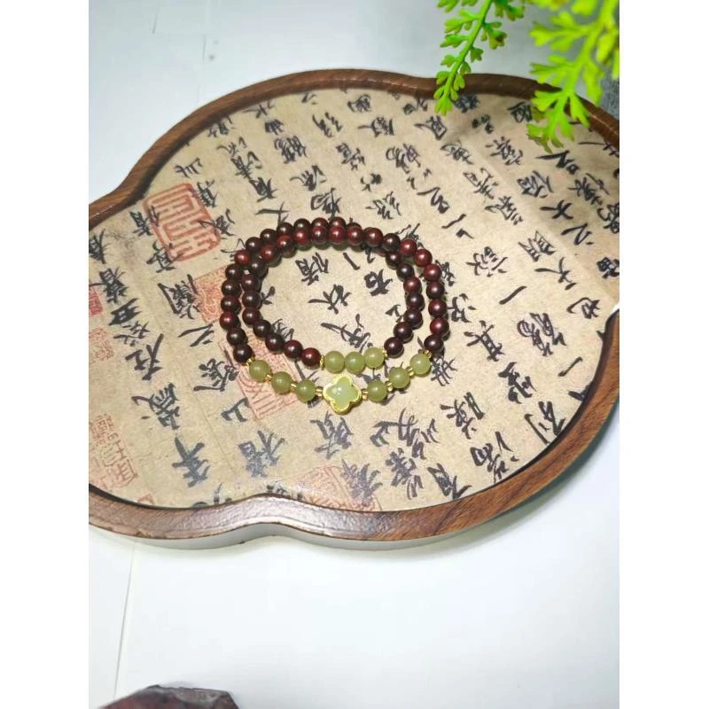 小叶紫檀 四叶草 双圈手串（无礼盒 ）1000
