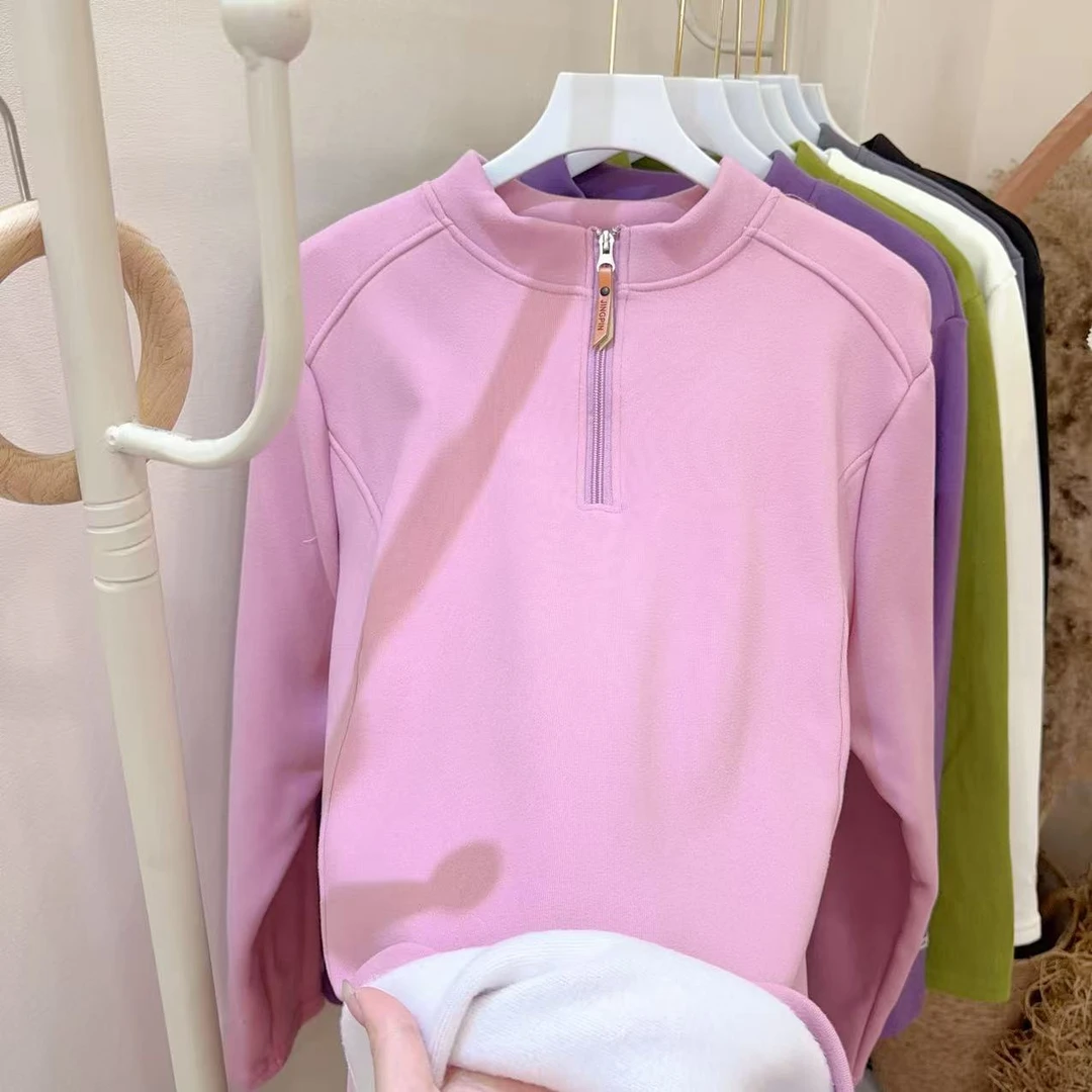 胖胖家*6709新款拉链加绒百搭防风打底衫