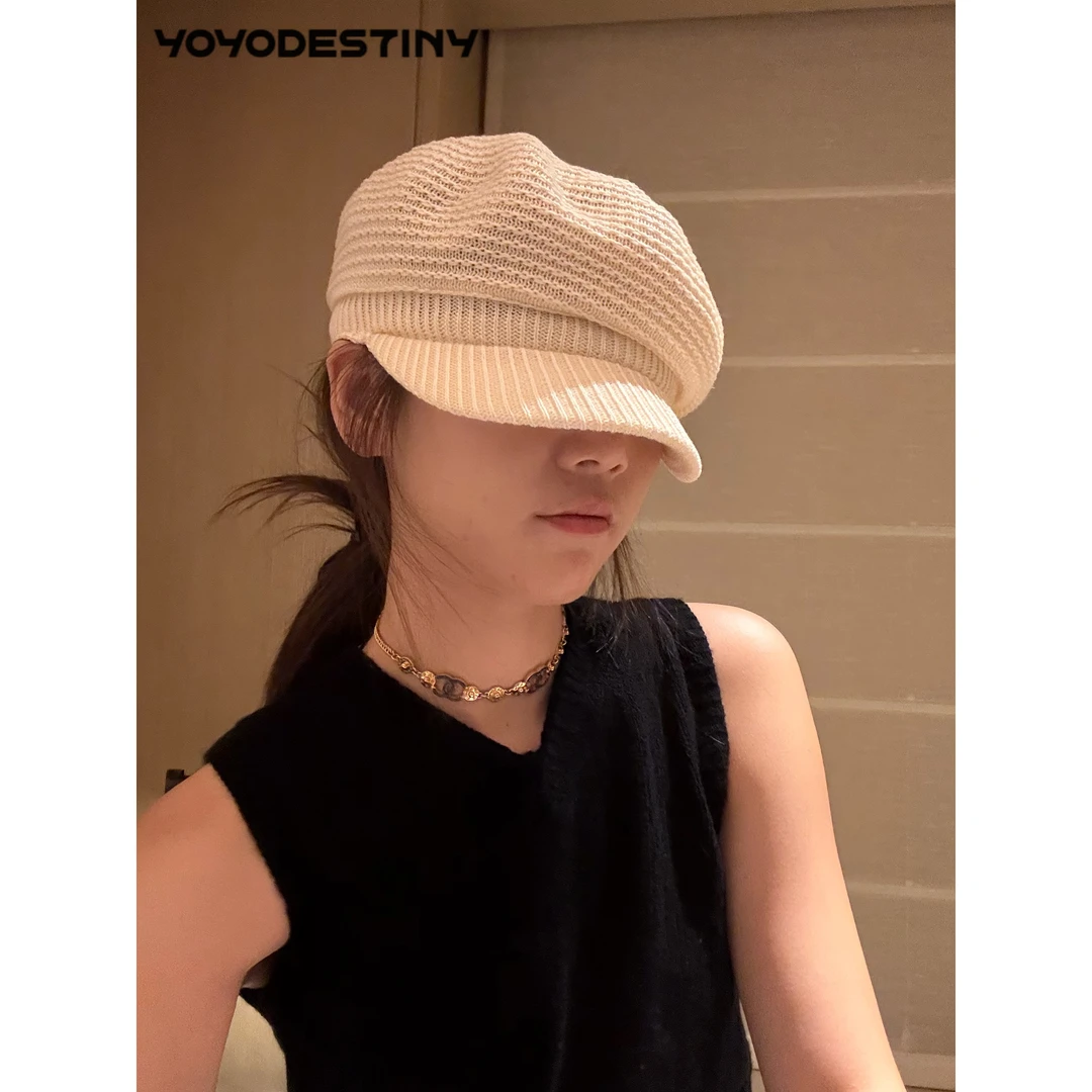 韩系 氛围感小众画家帽千金极简轻奢风草编贝雷帽遮阳帽