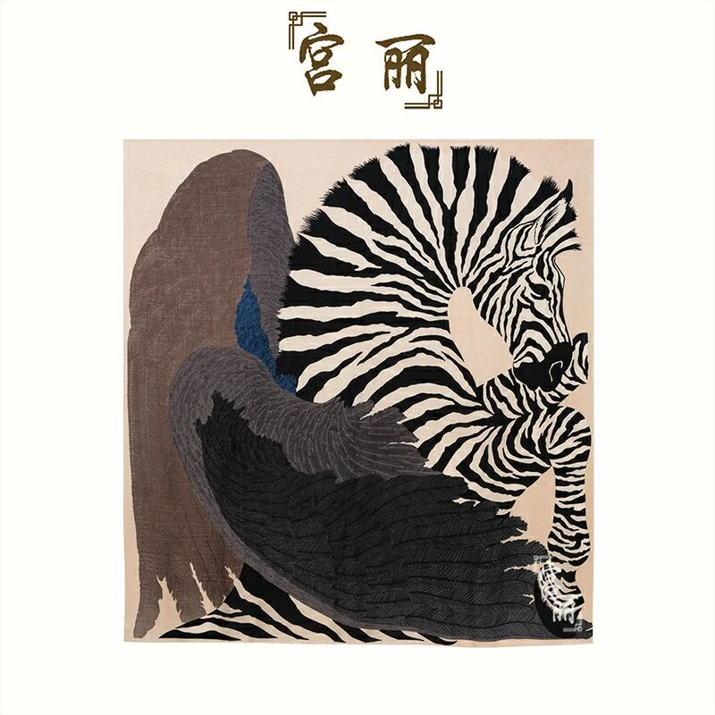 【E144】宫丽135x135cm丝毛双面印花雅丹风时尚百搭丝巾