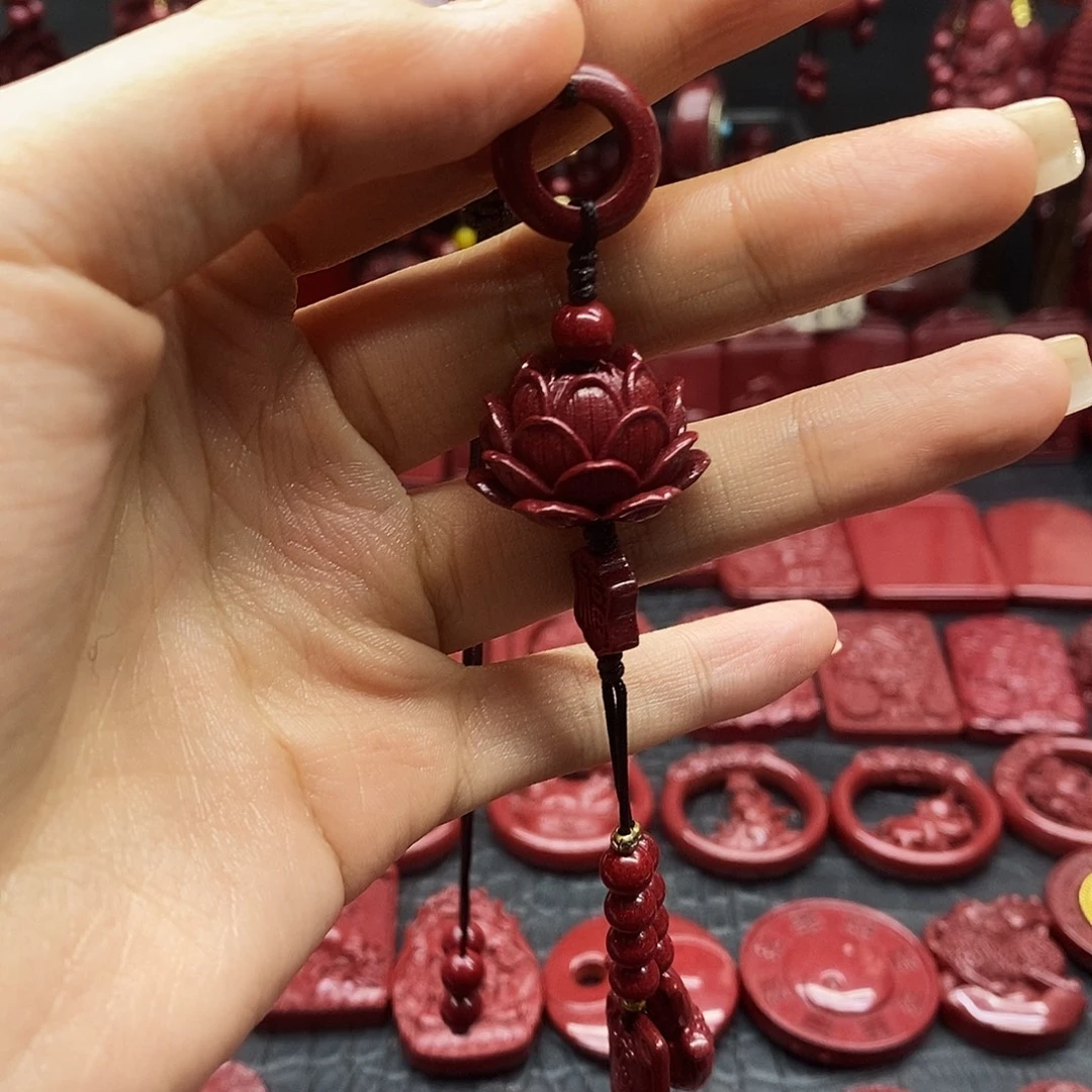 始***/天然辰砂简单款莲花车挂