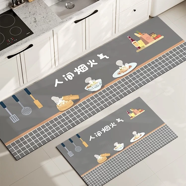硅藻泥厨房地垫防滑防油可擦免洗吸水耐脏专用新款门口地毯脚垫子