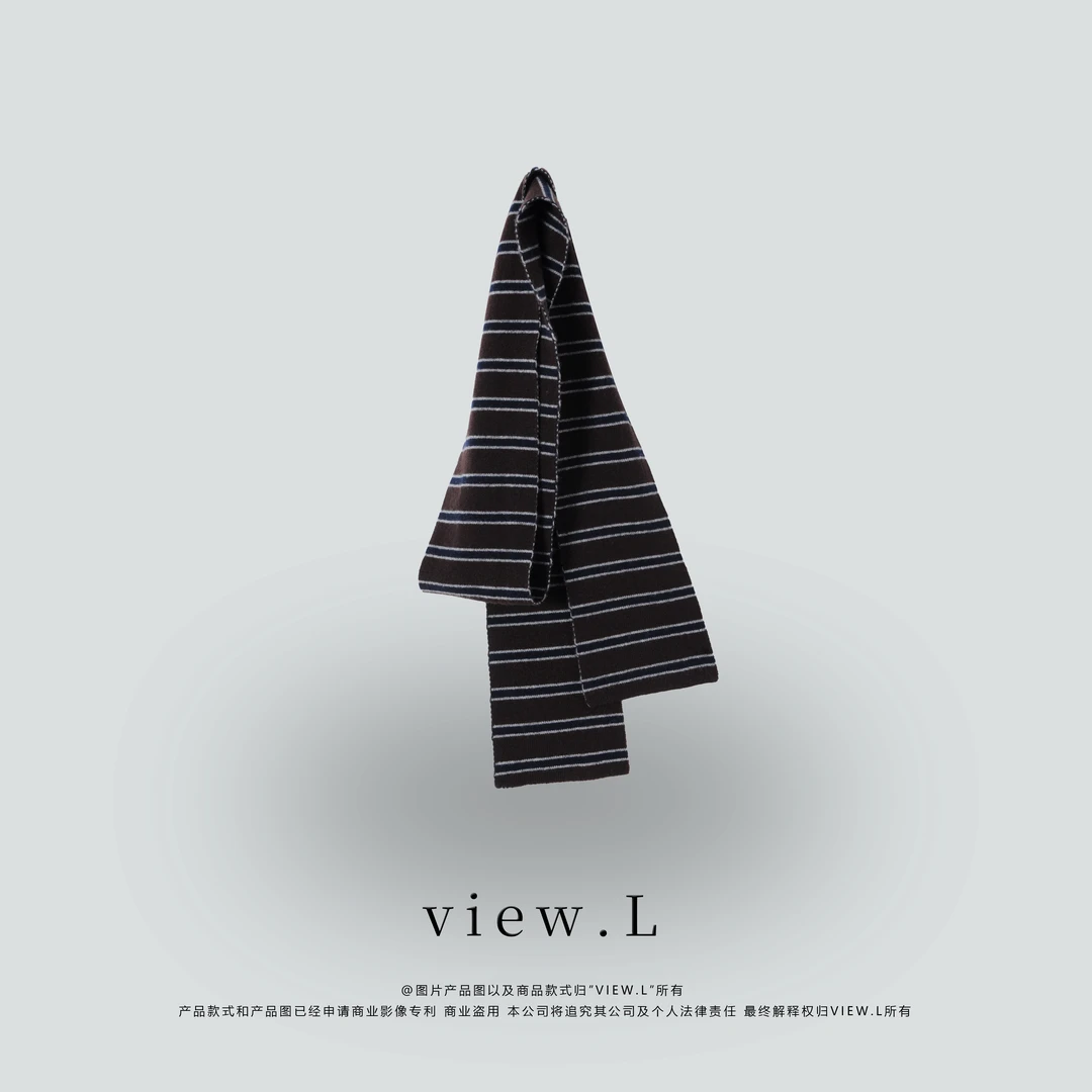 view.l25 复古 层次感 深棕咖条纹 围巾 WK2312