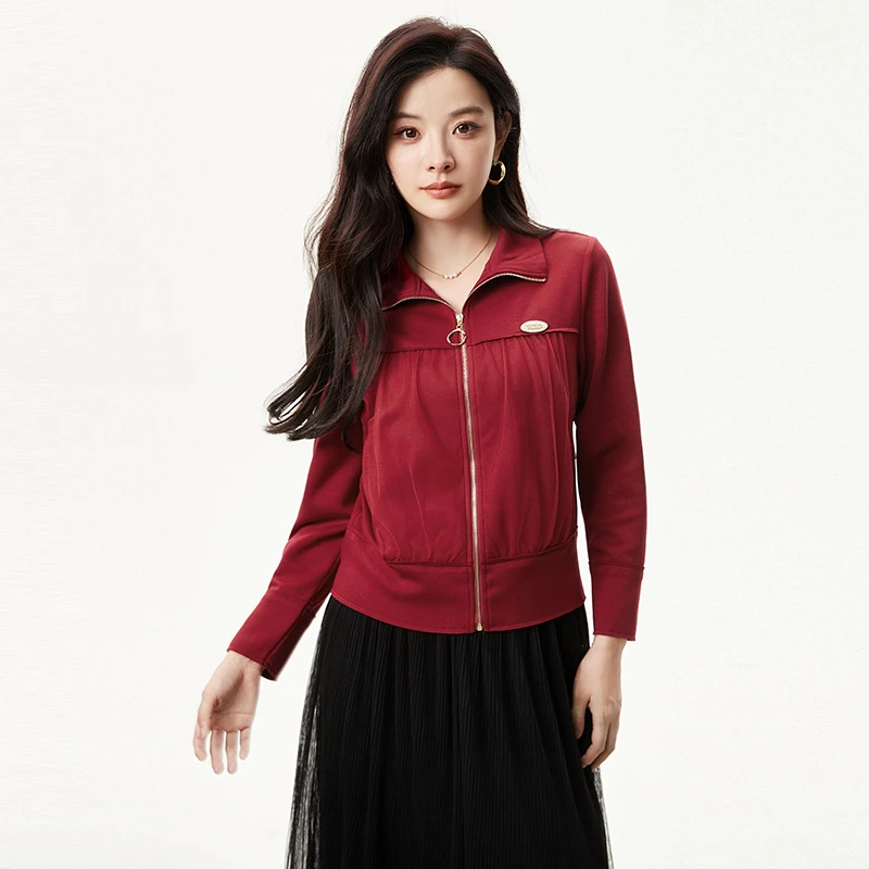 A101休闲风长袖上衣纯色长袖百搭外套女2025秋53JK0K0001