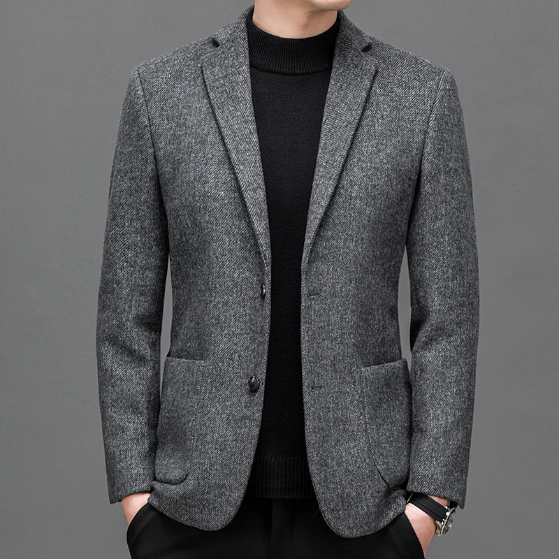 羊毛休闲西服男士2025年秋季新款商务单西上衣外套西装毛呢
