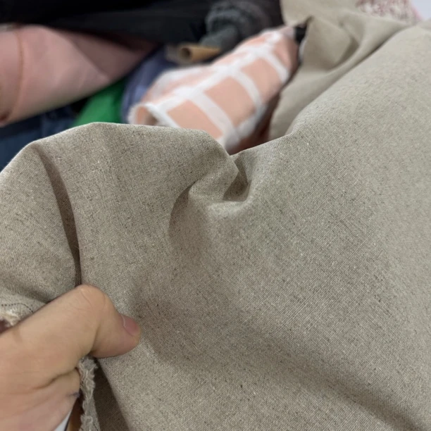 52 纯植物色织雨露麻亚麻细帆布面料3米价 铺床单 越洗越软