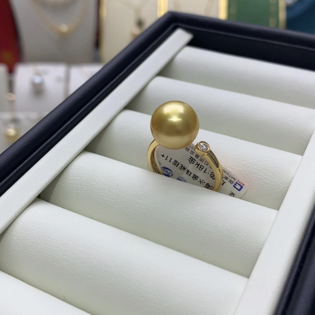 海水珍珠戒指18K金镶嵌
