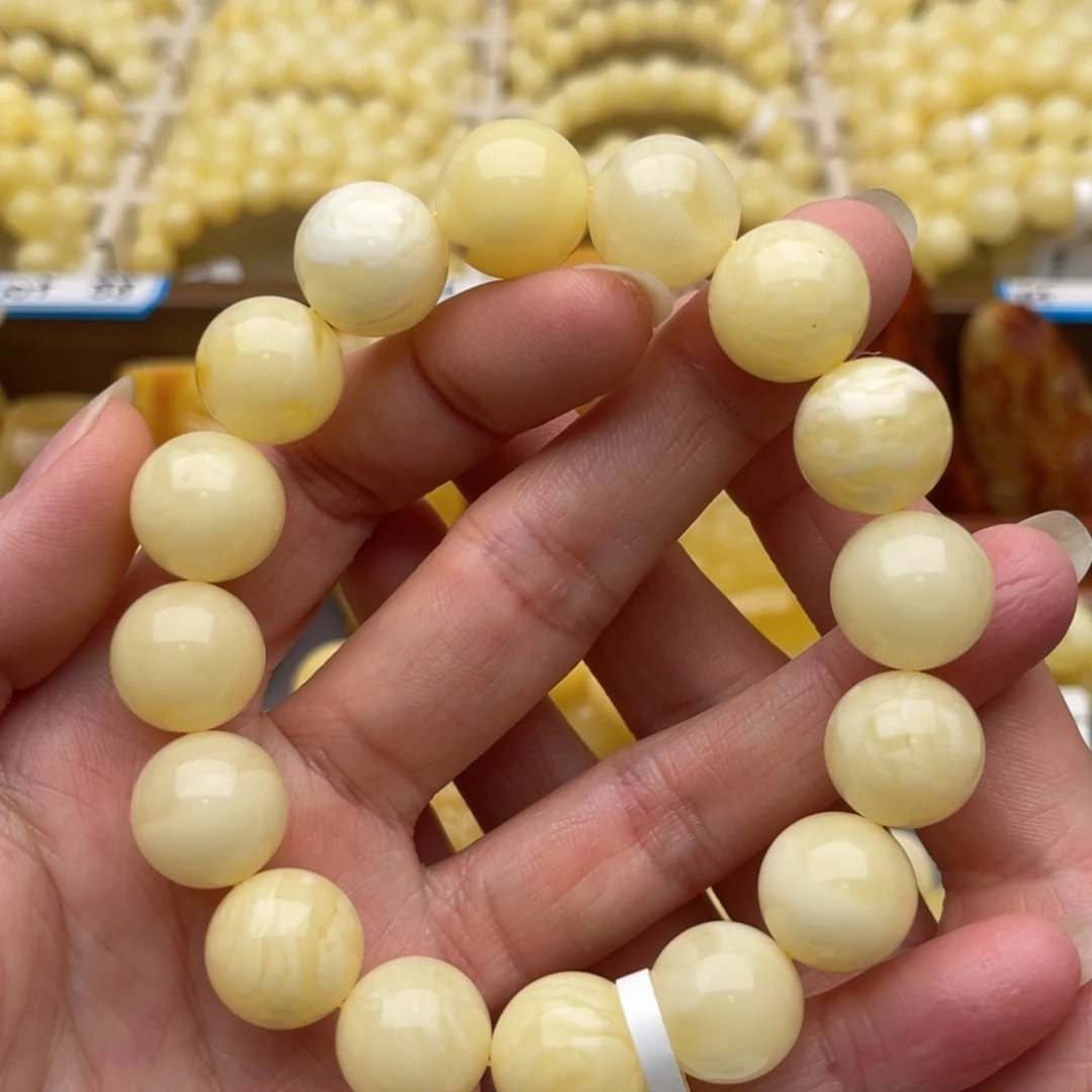 裸石琥珀未镶嵌蜜蜡瑕疵手串十四鸽
