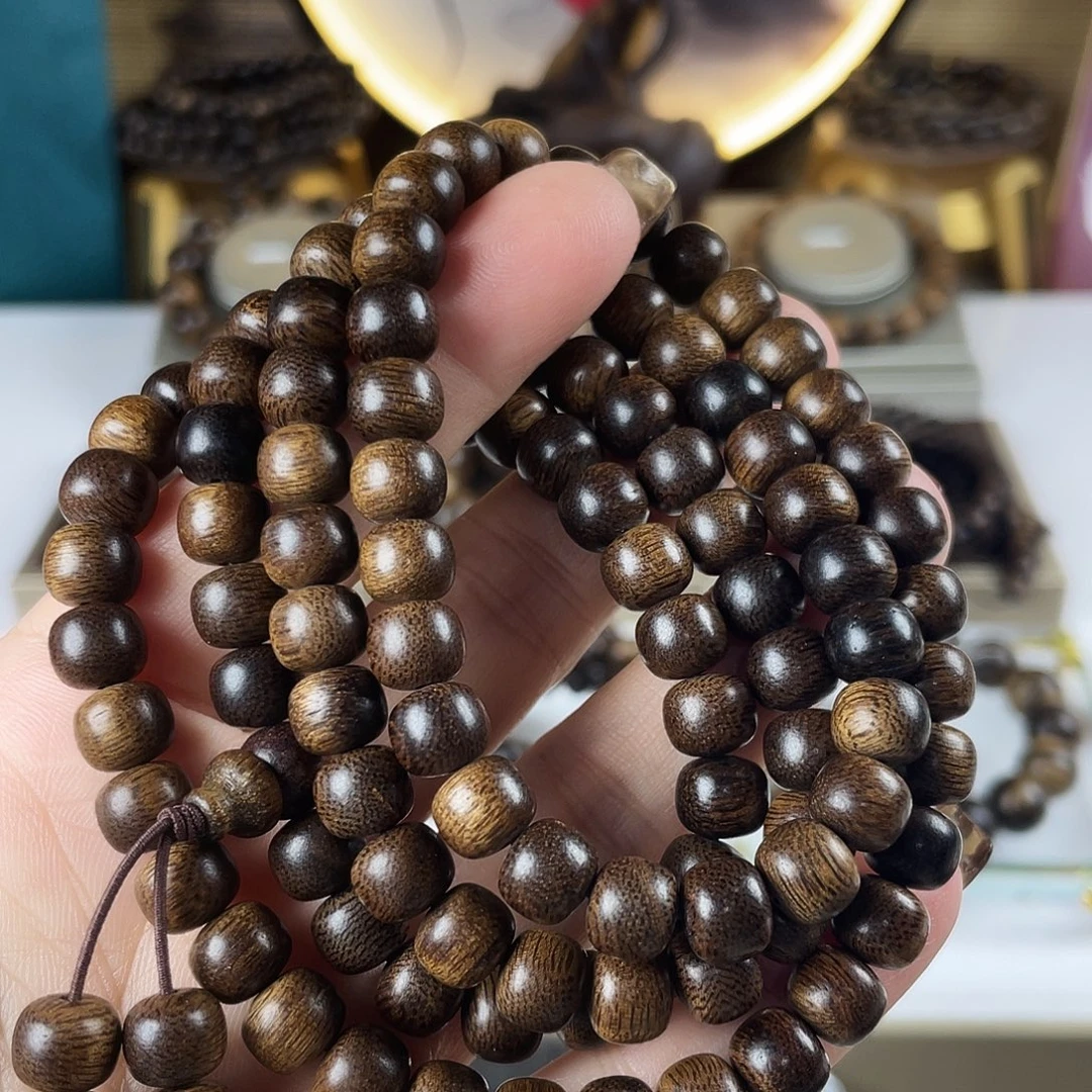 沉香手串越南富森红土玉化老料瘤疤7×8