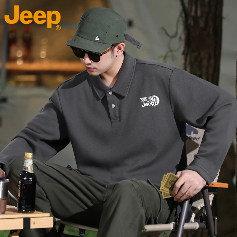 JEEP/吉普POLO衫男士春秋款40-45岁高档男装2025新款高档长袖衣服