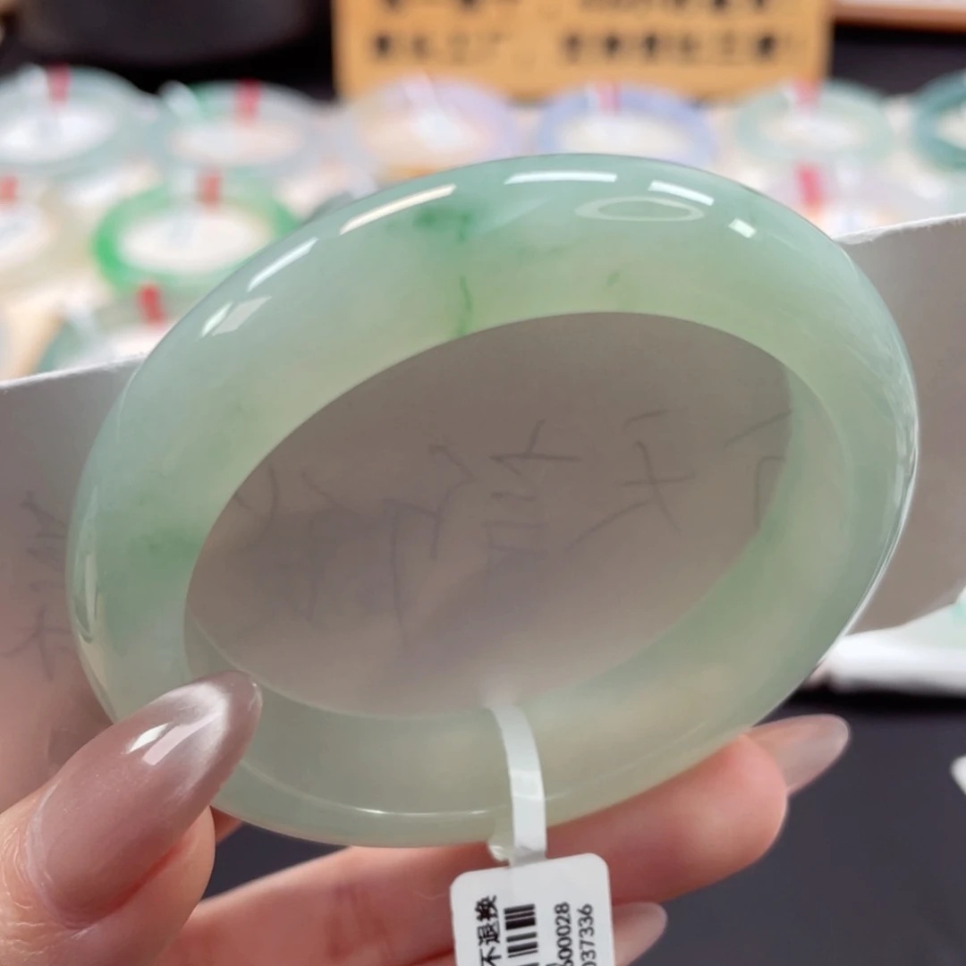 未镶嵌手镯翡翠54.8冰芙蓉飘绿清新淡雅5号