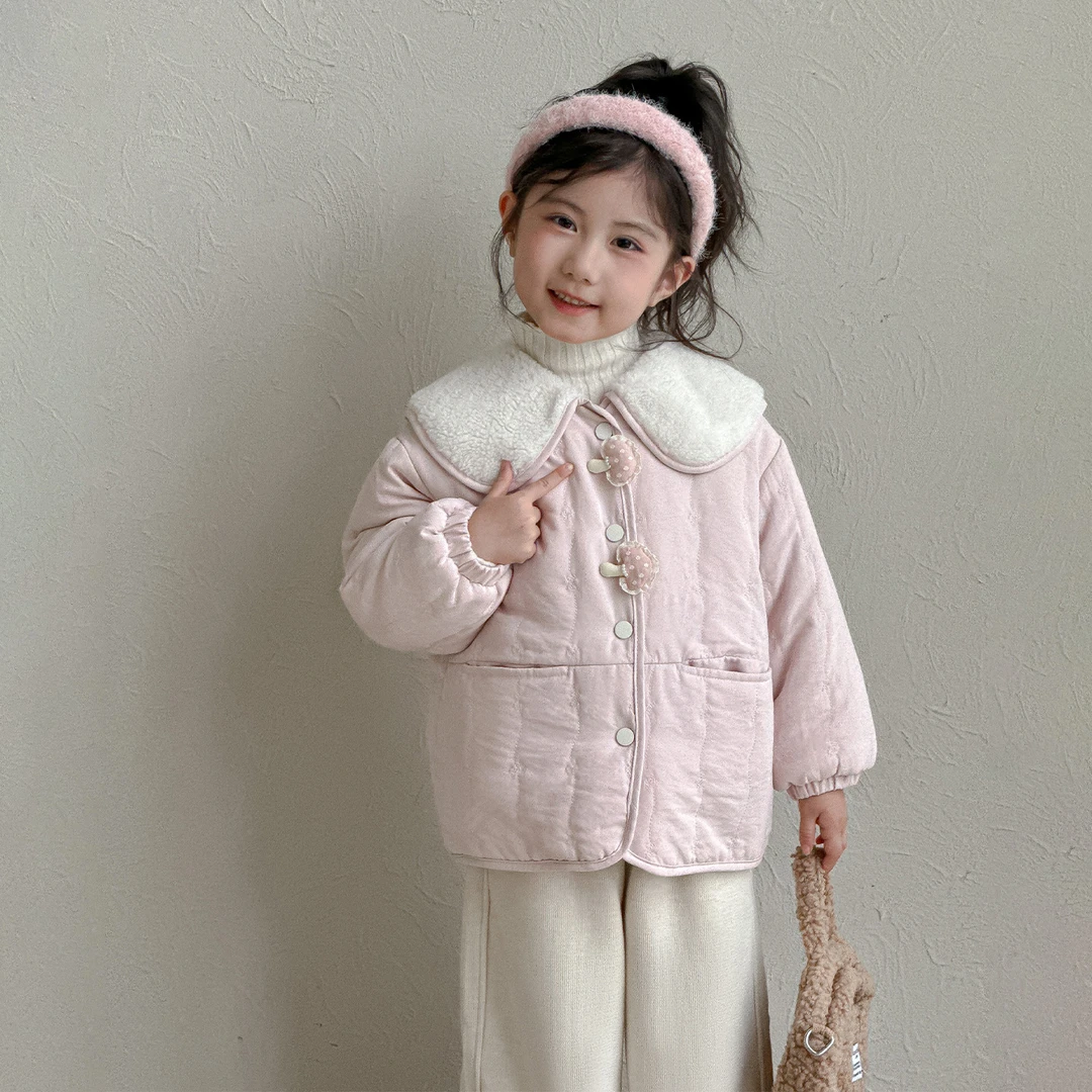 女童外套秋冬款2025新款洋气女宝宝冬季棉袄儿童冬装棉服加绒棉衣