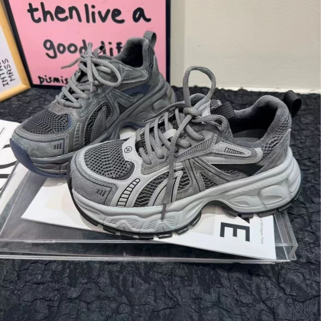 老爹鞋女2025秋冬季街头风网面系带时尚休闲鞋潮流ins网红休闲鞋