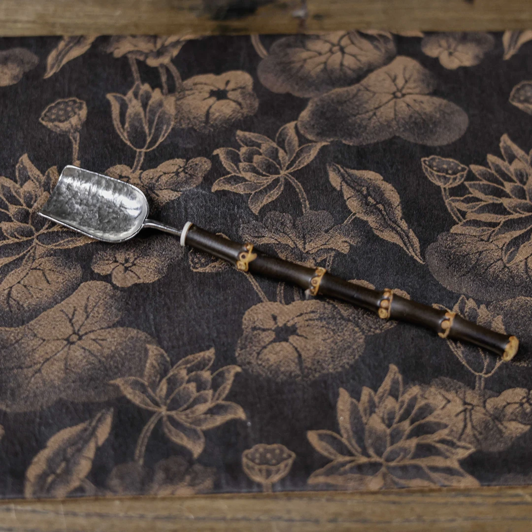 【老王】紫竹鞭锤纹勺老锡茶铲茶道零配（古篱S0055）