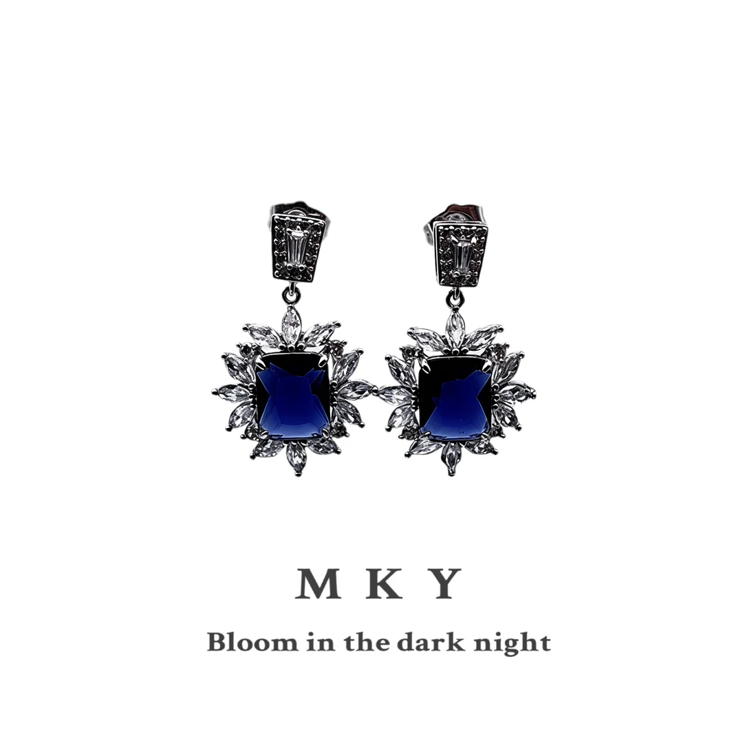 铜合金锆石耳饰 MKY/高级感时尚金属饰品晚宴男女耳钉原创耳饰