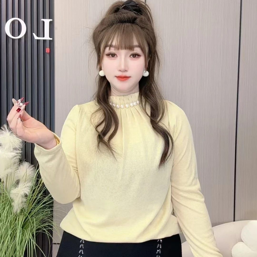 白胖美大码1260 早春新款时尚百搭洋气显瘦气质减龄长袖衬衫