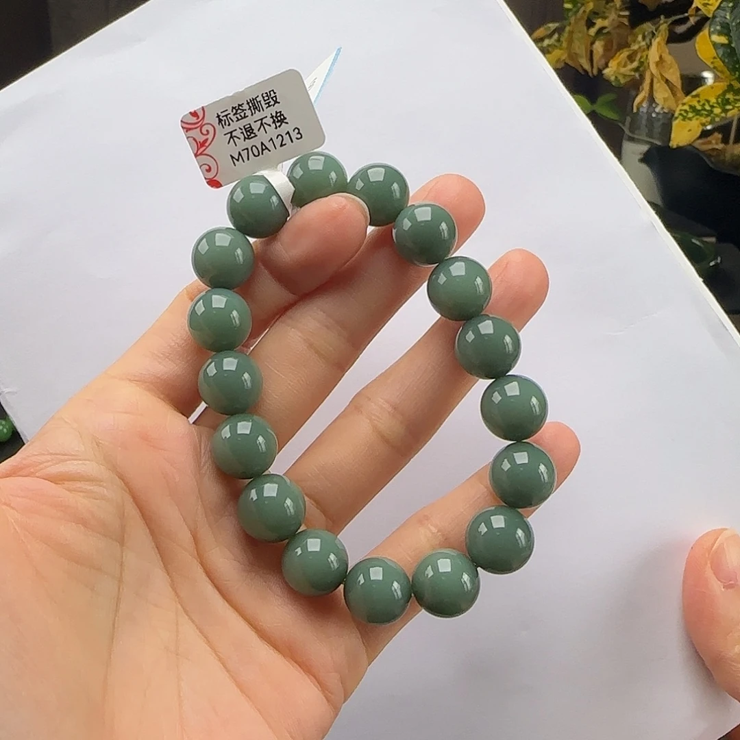 和田玉未镶嵌手串鸭蛋青卡12m