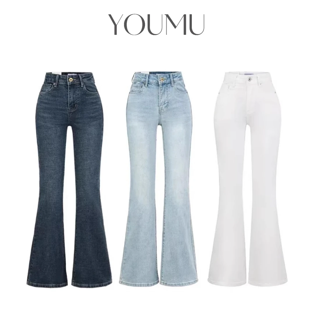 YOUMU-超级显瘦微喇叭牛仔裤女新款百搭显高拖地休闲长裤